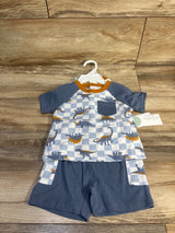NEW PL Baby 3pc Dinosaur Shirt, Shorts, & Socks Set Blue sz 6m