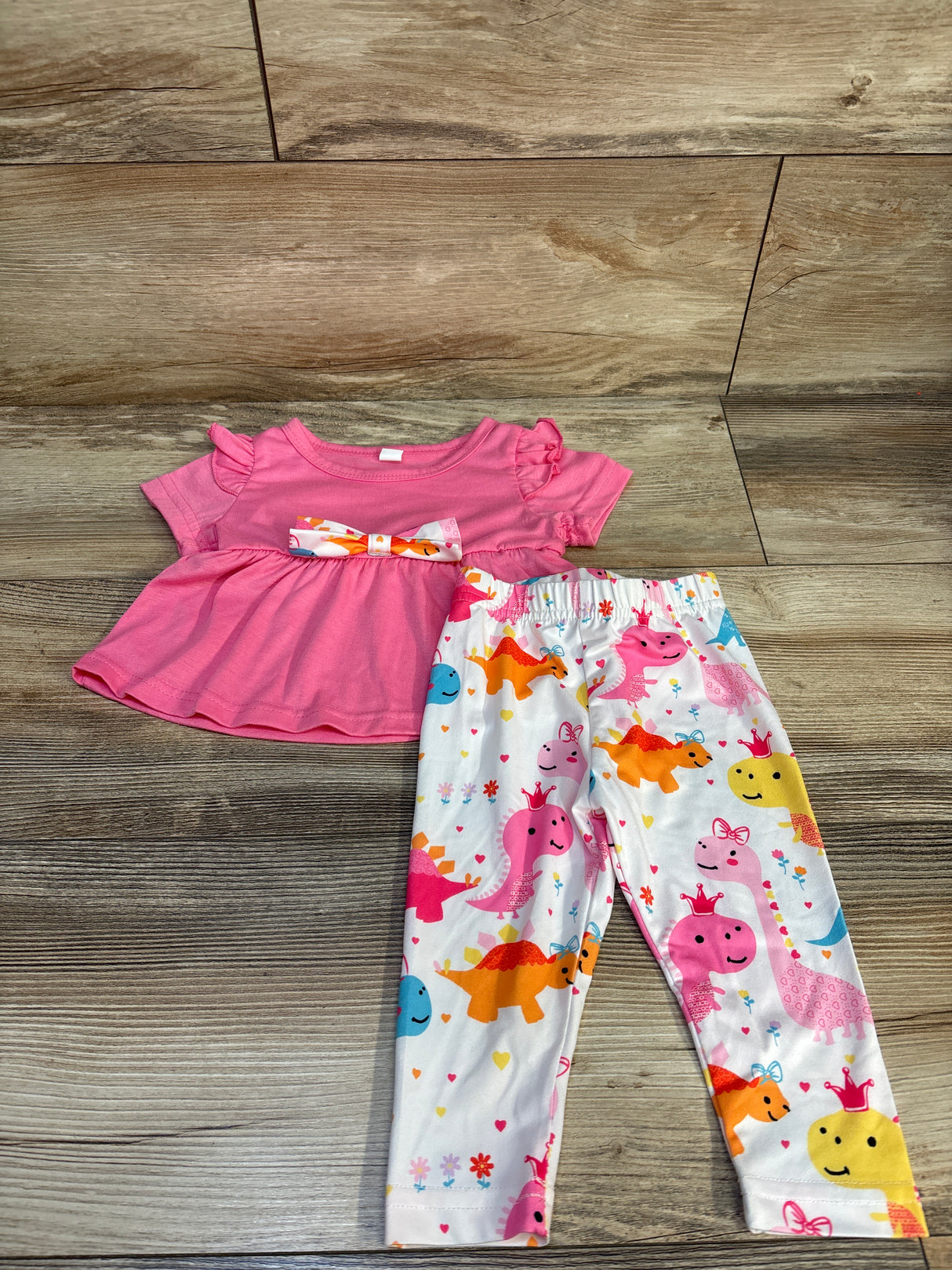2pc Dino Shirt & Bottoms Set Pink sz 3-6m