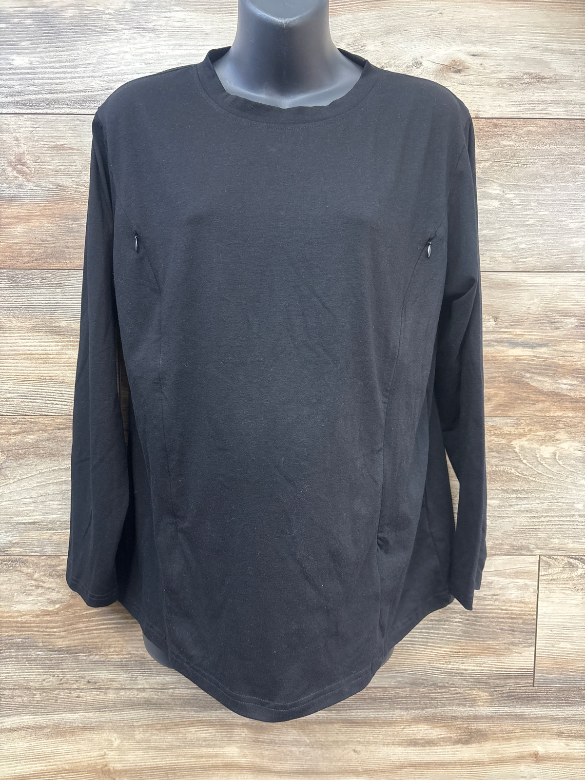 Maternity Side Zipper Long Sleeve Nursing Shirt Black sz XL
