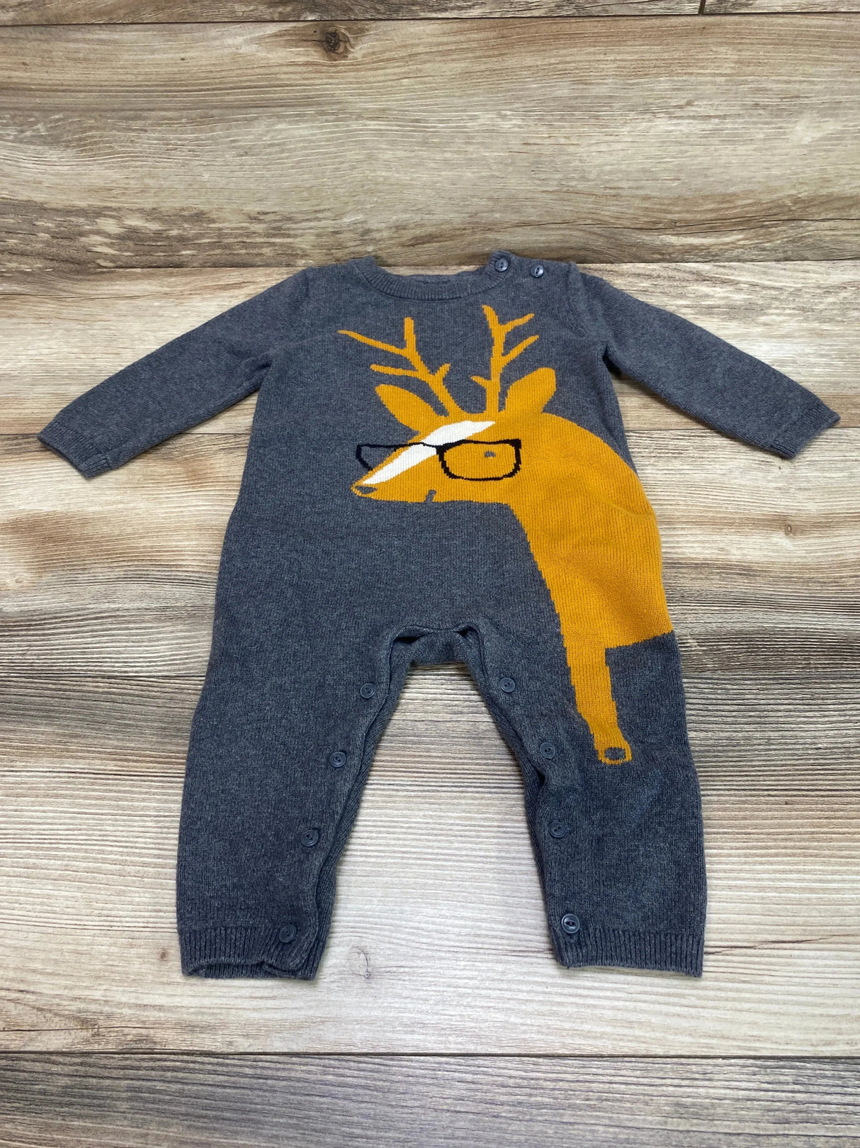 Baby Gap Reindeer Sweater Coverall Grey sz 6-12m