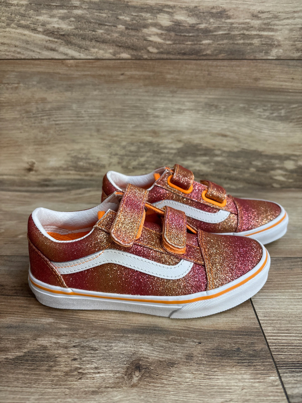 Vans Old Skool V 'Sunrise Glitter' Sneakers Orange sz 13c