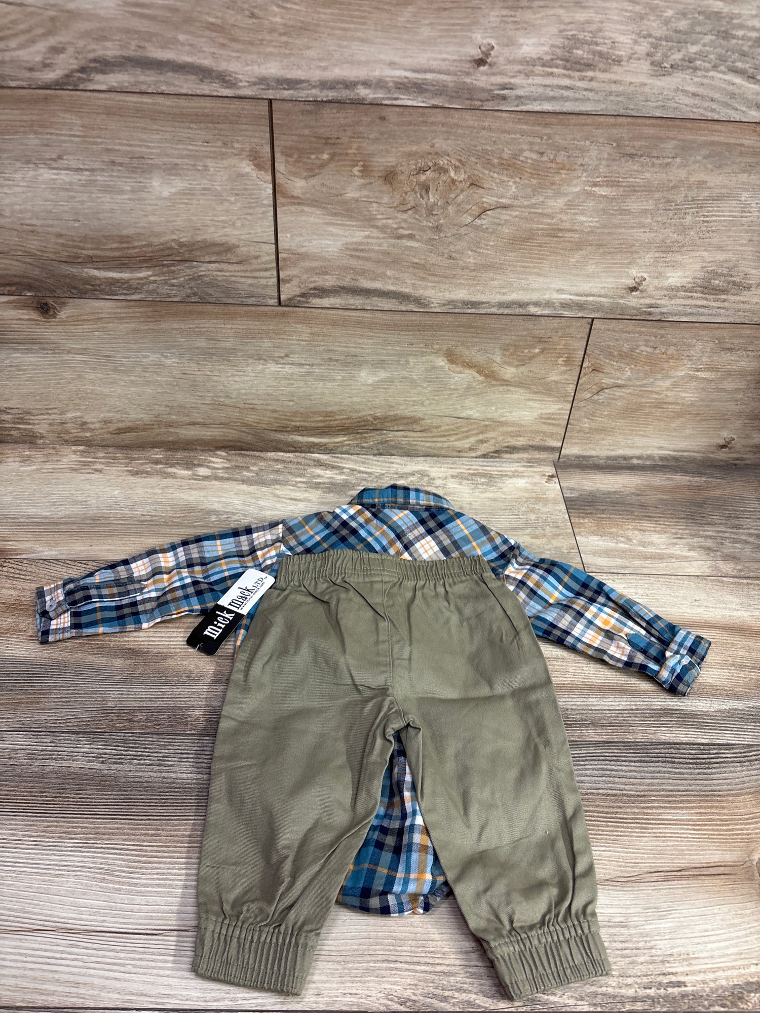 NEW Mick Mack 2pc Button-Up Bodysuit & Pants Set Blue sz 6/9m