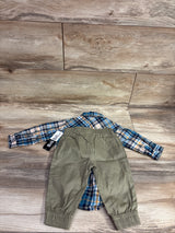 NEW Mick Mack 2pc Button-Up Bodysuit & Pants Set Blue sz 6/9m