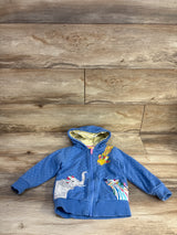 Mini Boden Embroidered Animal Zip-Up Hoodie Blue sz 3-4T