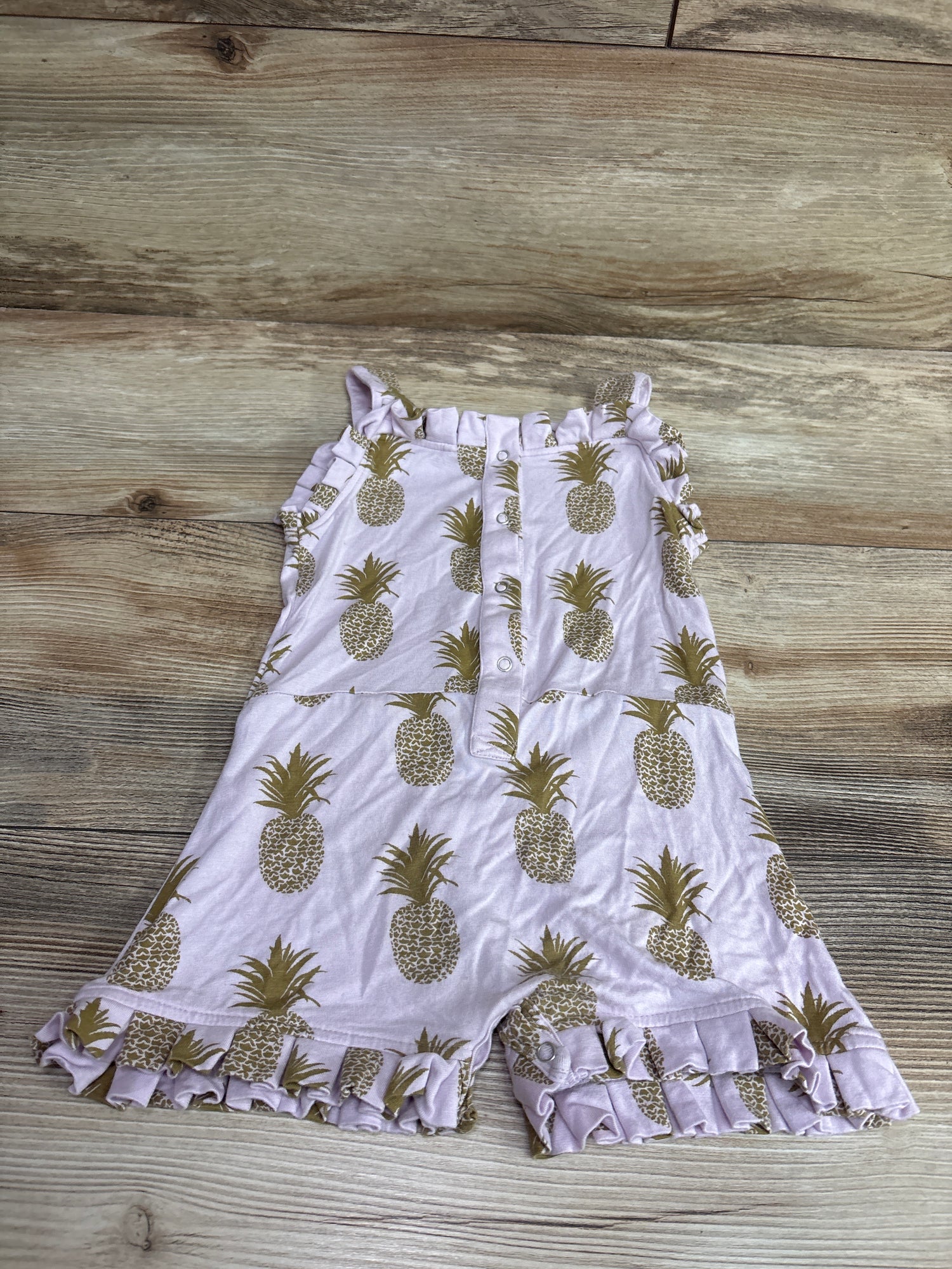 Kate Quinn Bamboo Sleeveless Pineapple Romper Pink sz 6-12m