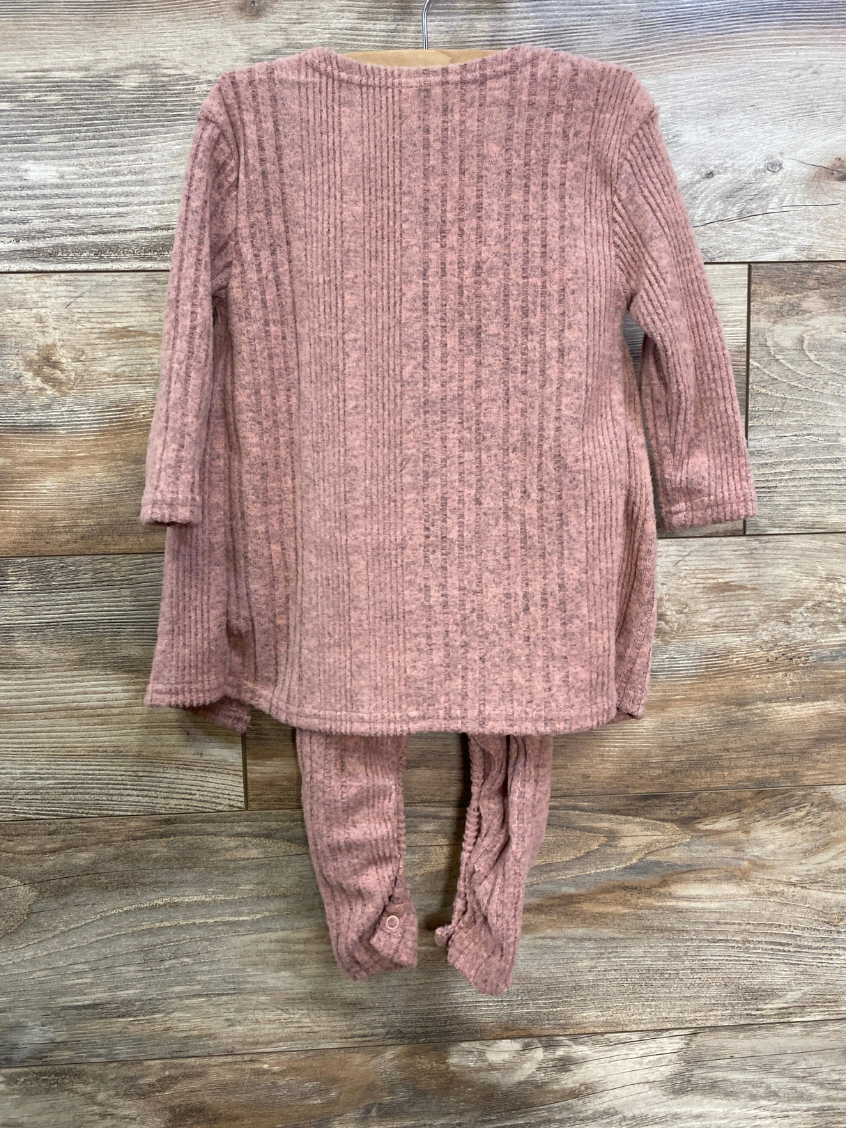 NEW Shein 2pc Rib Knit Jumpsuit & Cardigan Set Pink sz 9-12m