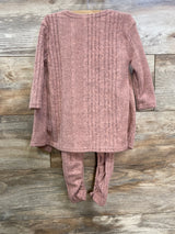 NEW Shein 2pc Rib Knit Jumpsuit & Cardigan Set Pink sz 9-12m