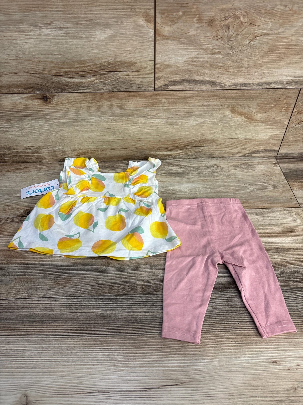NEW Just One You 2pc Lemon Print Top & Leggings White sz 3m