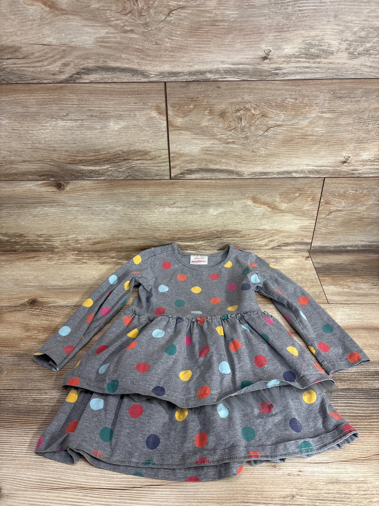 Hanna Andersson Polka Dot Tiered Dress Grey sz 4T