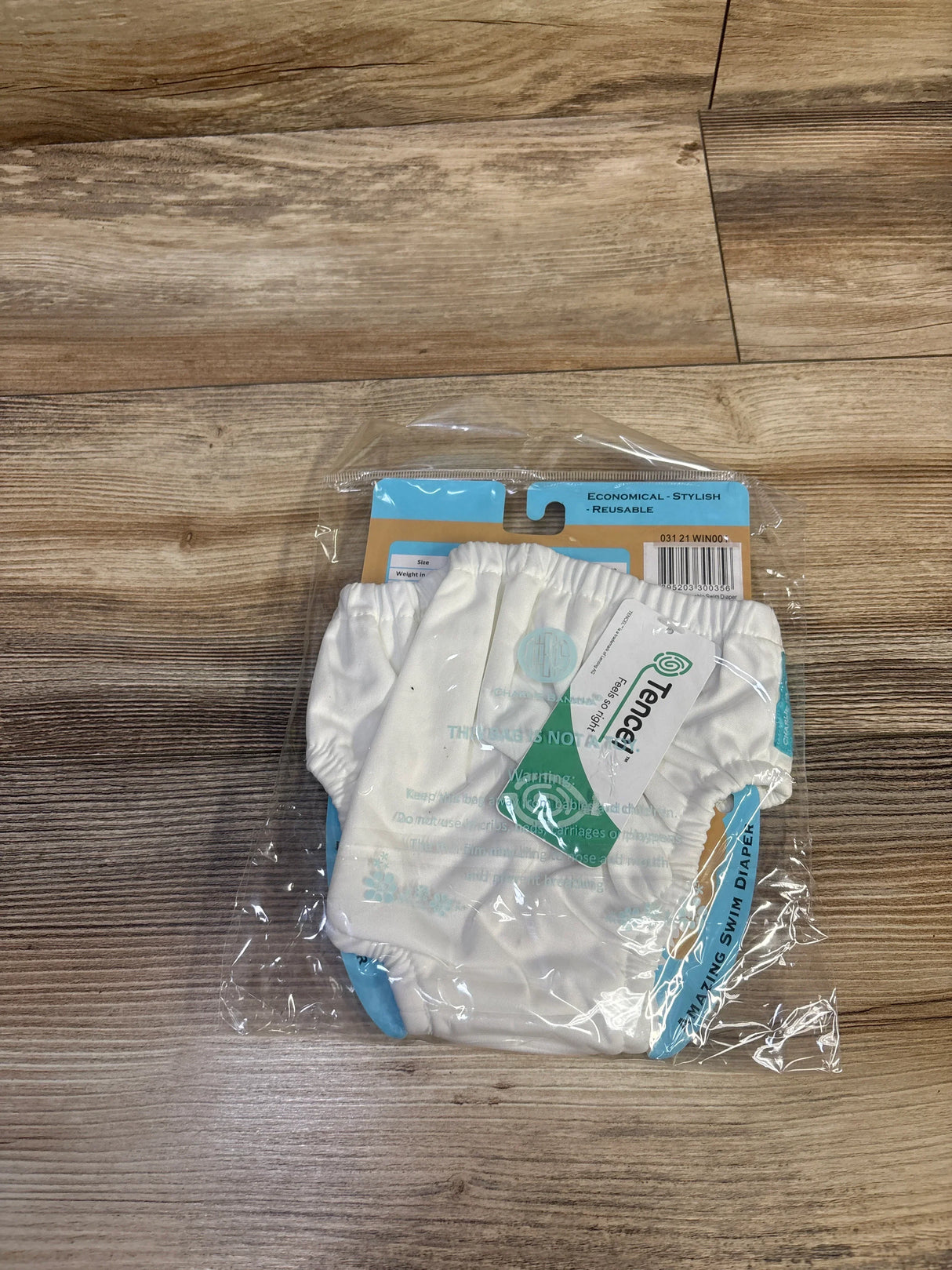 NEW Charlie Banana Reusable Drawstring Swim Diaper White sz L (18-36m)