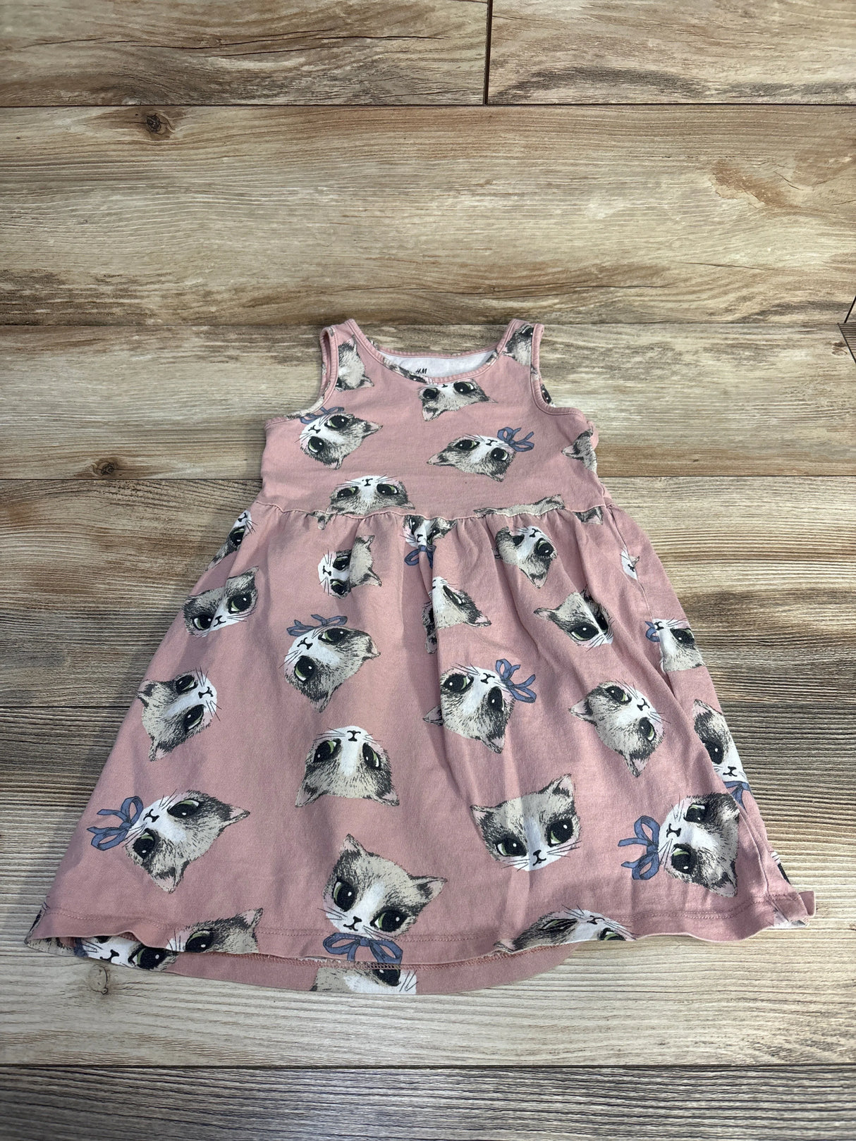 H&M Cat Print Tank Dress Pink sz 3-4T