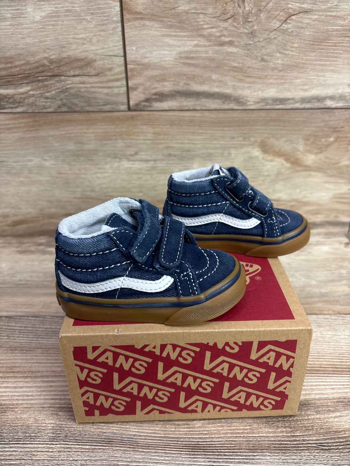 NEW Vans Sk7-Mid Reissue V Suede/Denim Sneakers Blue sz 4c