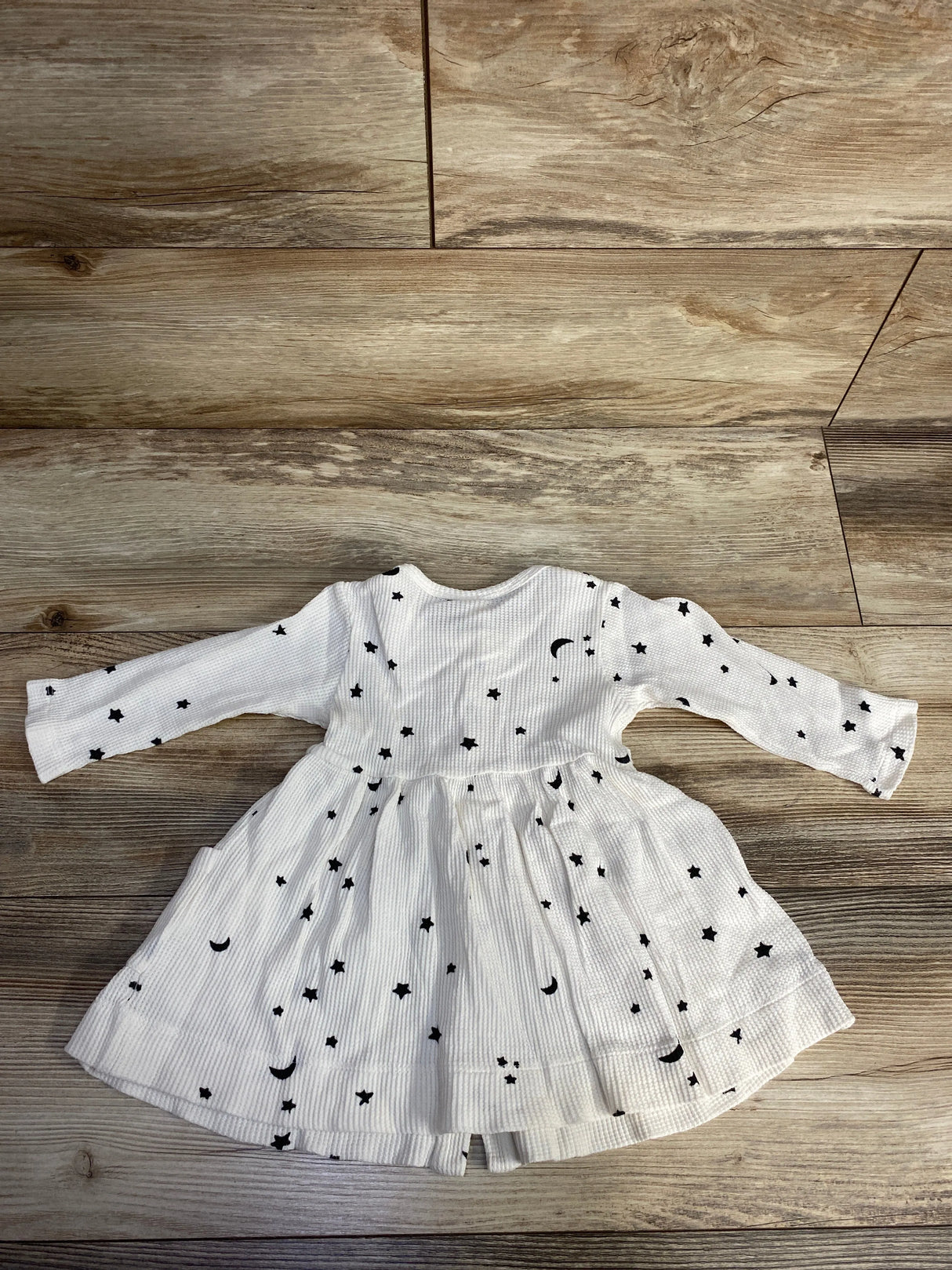 Kate Quinn Waffle Knit Long Sleeve Dress White sz 12-18m