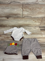 Baby Essentials 3pc My First Thanksgiving Bodysuit Set Taupe sz 3m