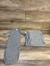 Aden + Anais 2pc Snuggle Knit Swaddle Blanket & Knot Gown Set Grey sz 0-3m