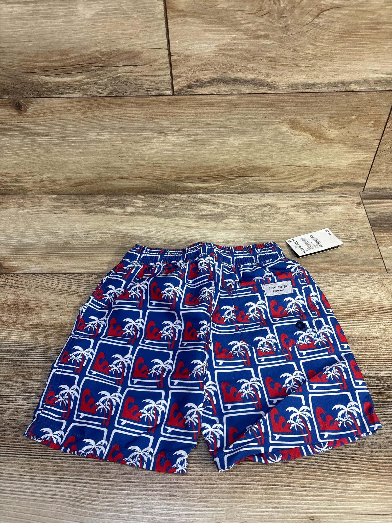 NEW Tiny Tribe Tropical Waves UPF 50+ Swim Trunks Blue sz 4T