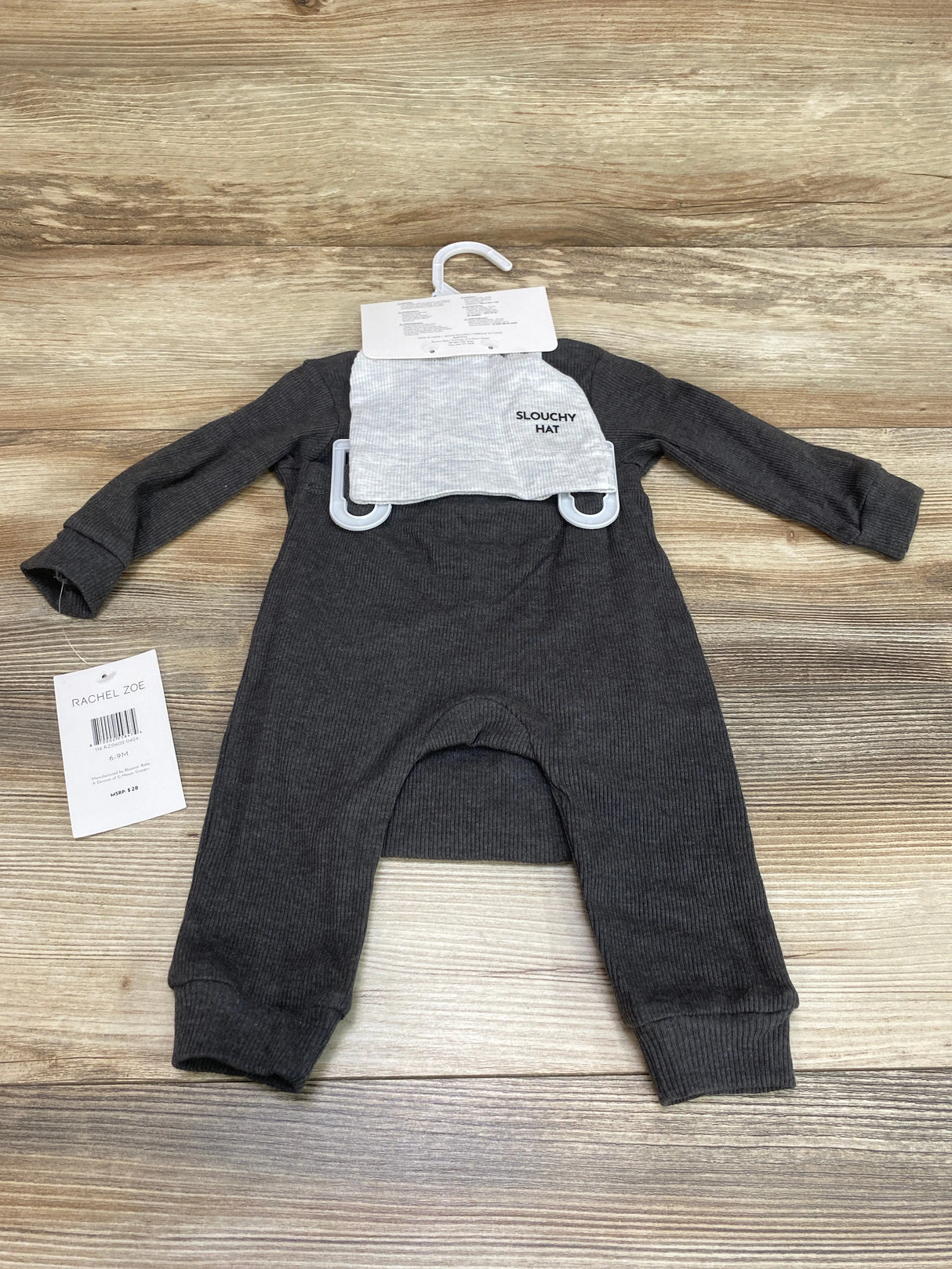 NEW RZ by Rachel Zoe 3pc Henley Ribbed Bodysuit Set Grey sz 6-9m