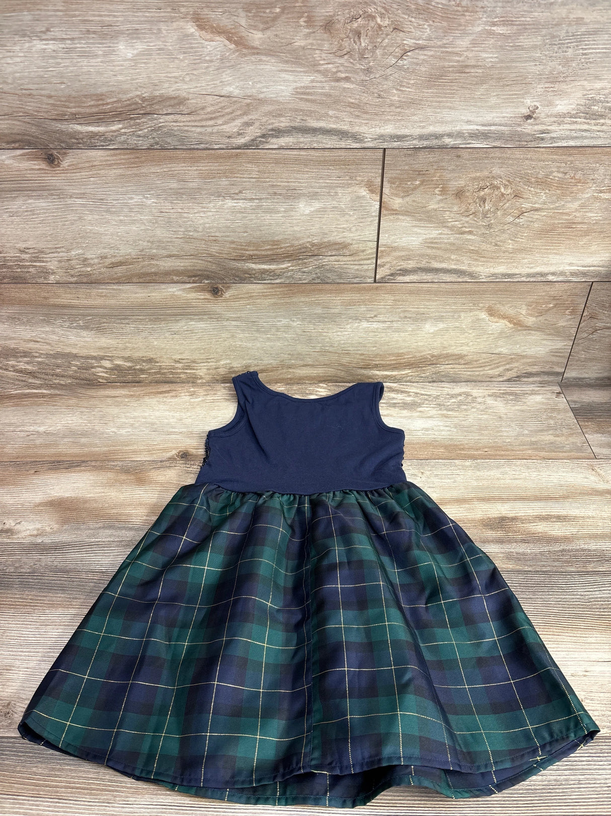 Children's Place Sleeveless Sequenced Plaid Dress Navy sz 5T