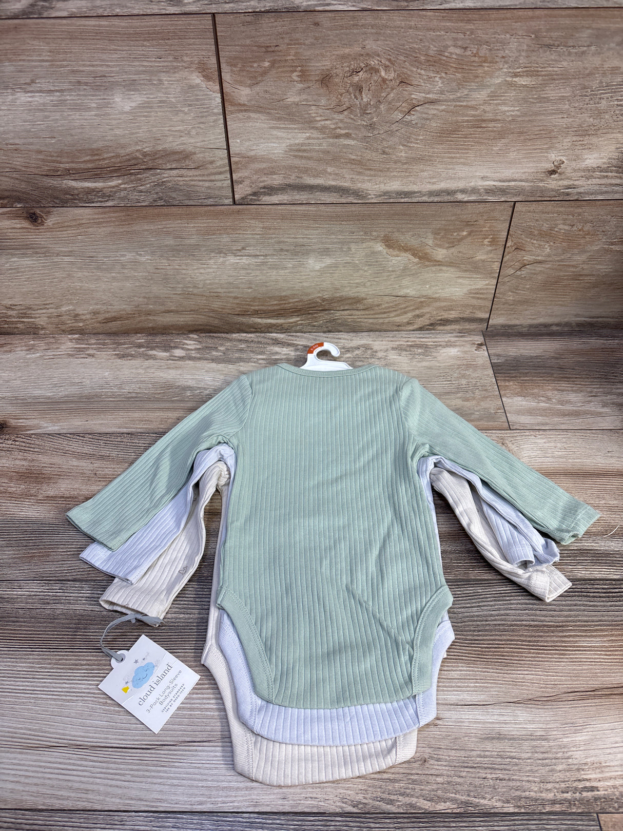 NEW Cloud Island 3pk Long Sleeve Bodysuits Green sz 6-9m
