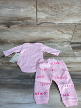 NEW Paris Hilton 2pc Bodysuit & Pants Set Pink sz 0-3m