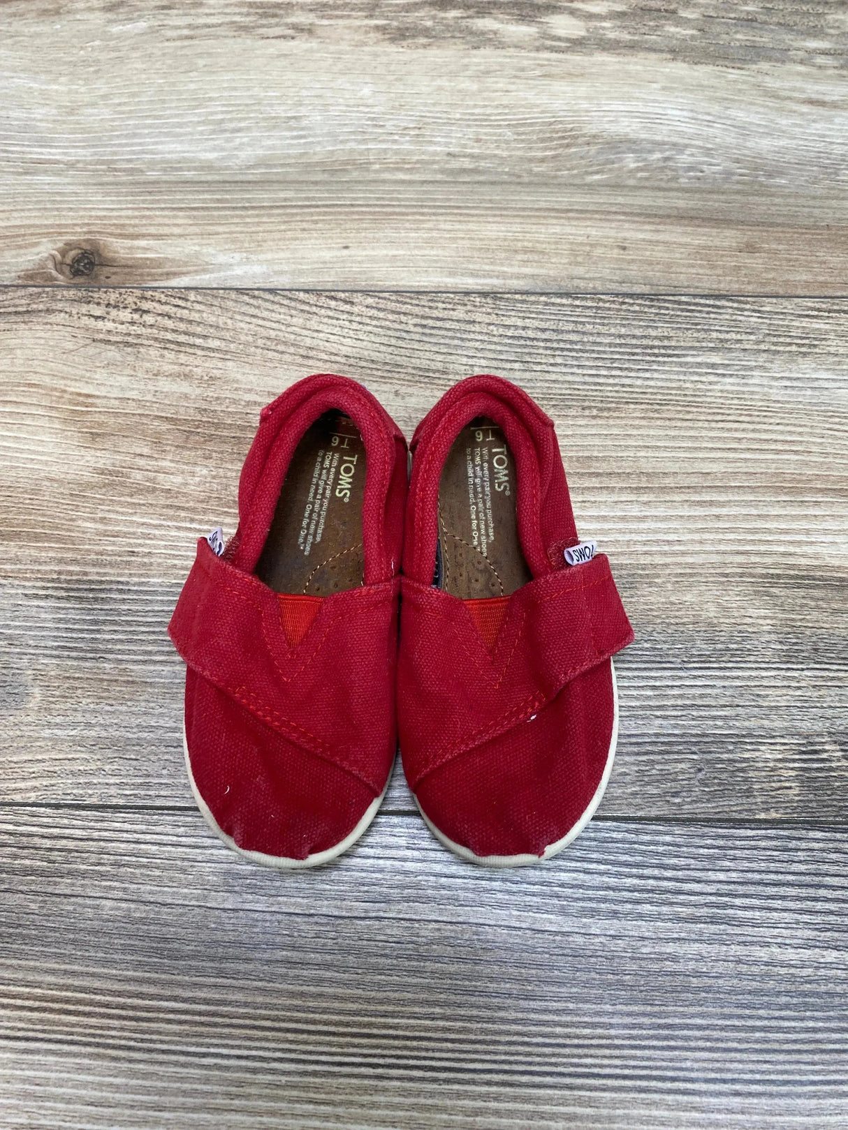 Toms Tiny Alpargata Shoes Red sz 6c