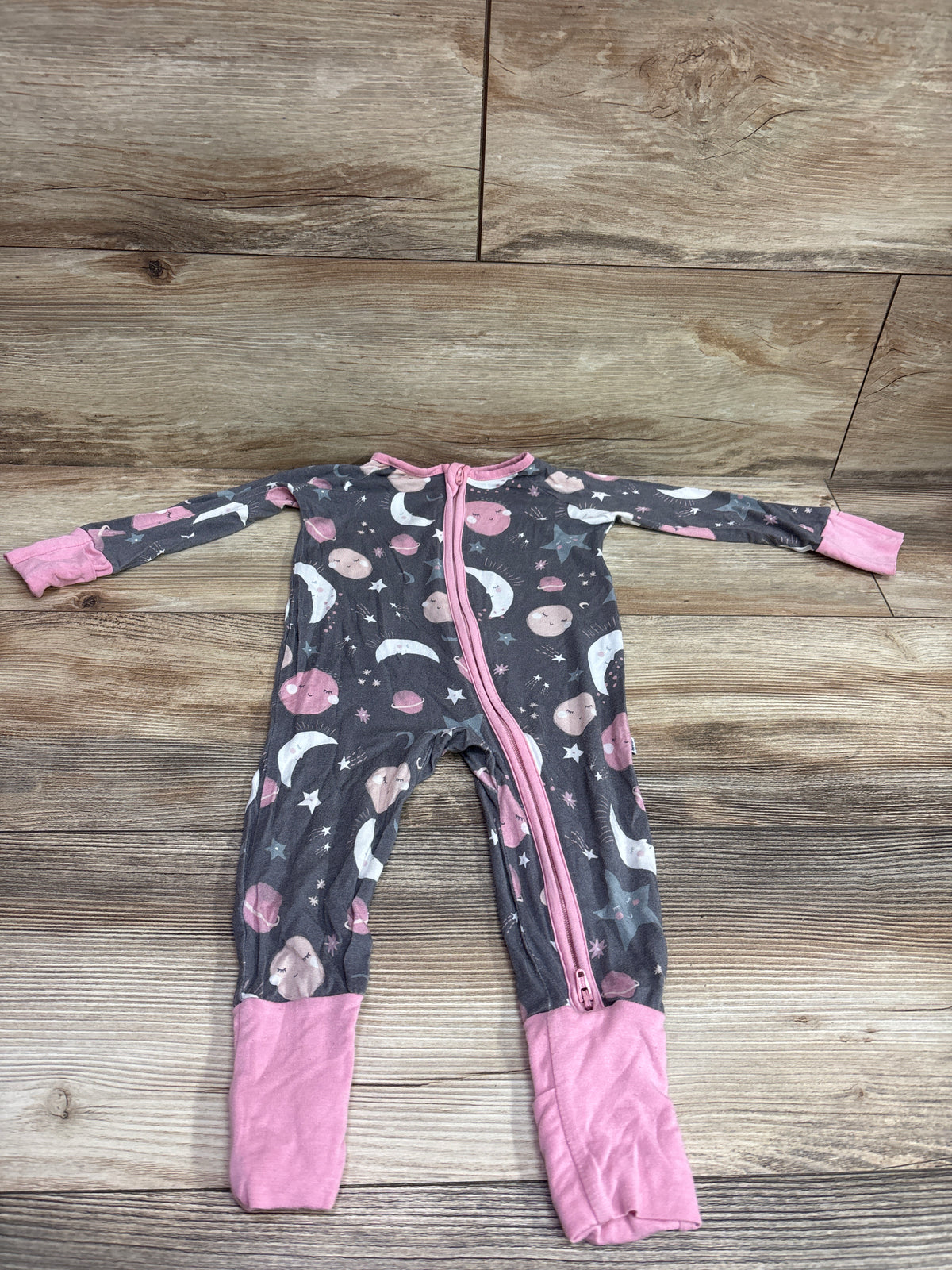Little Sleepies Bamboo Space Convertible Sleeper Grey sz 3-6m