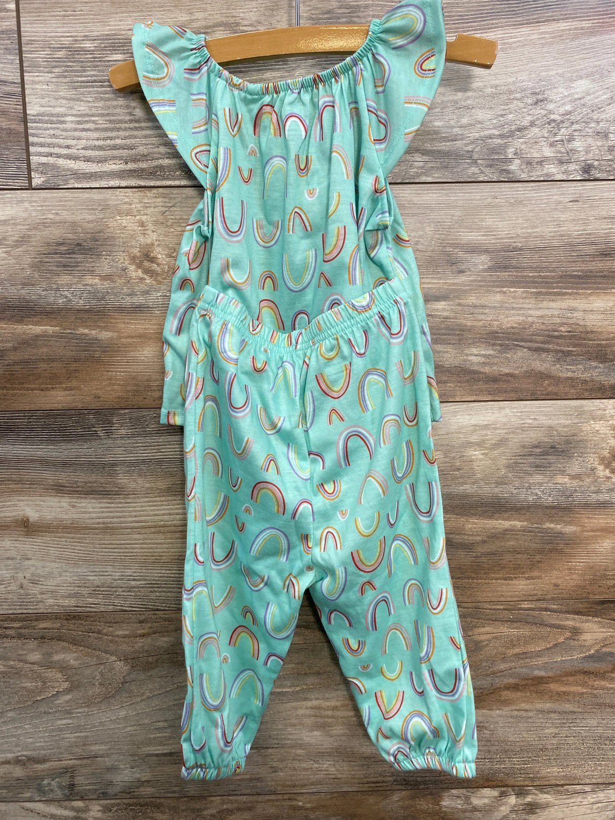 NEW Old Navy 2pc Rainbow Print Shirt & Pants Set Green sz 12-18m