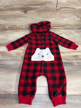 Just One You Bear Buffalo Plaid Hooded Coverall Red sz 9m