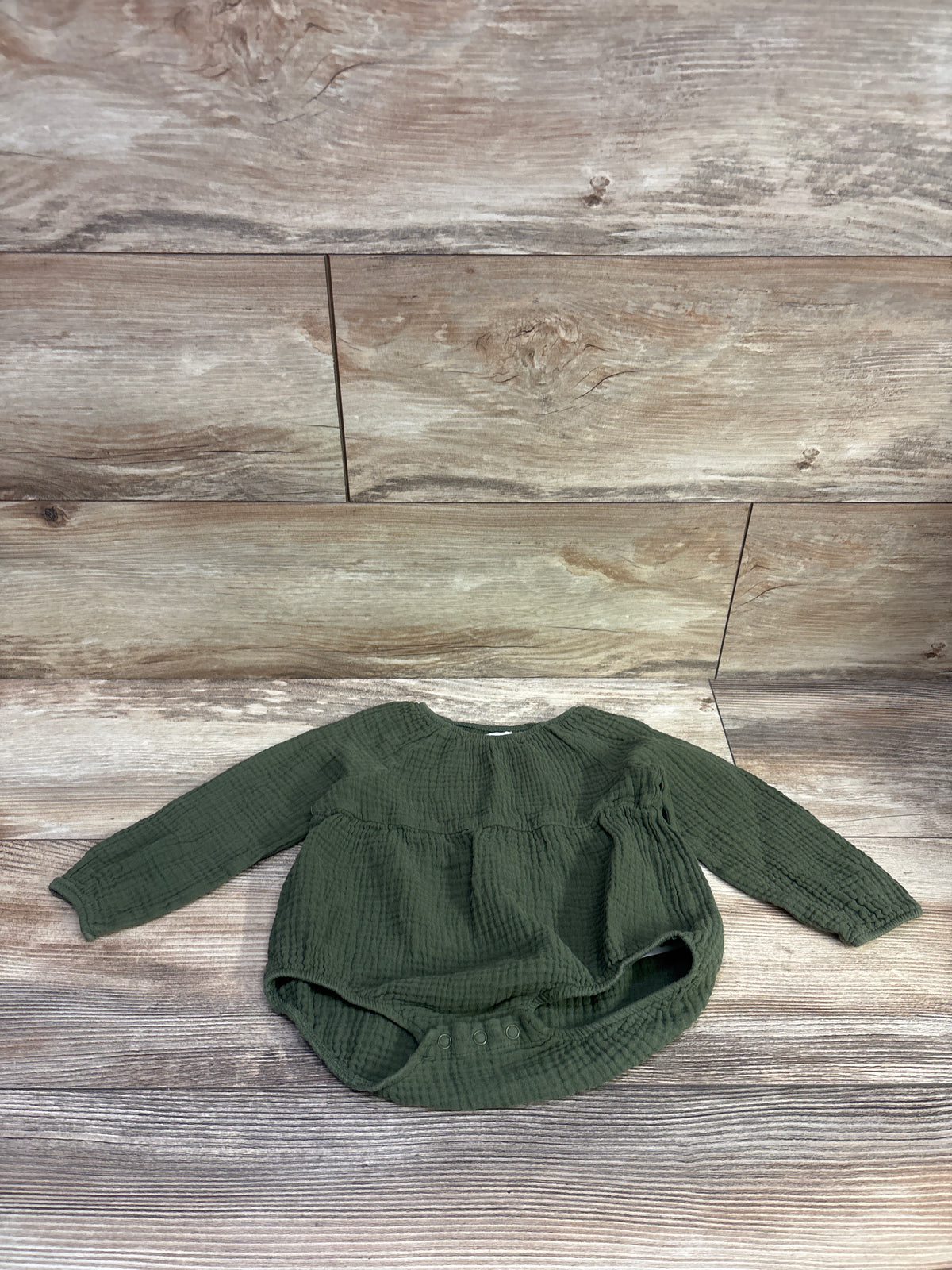 Wonderfly Long Sleeve Gauze Bubble Romper Green sz 18m