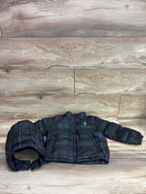 Ralph Lauren Plaid Down Hooded Puffer Jacket Green sz 3T