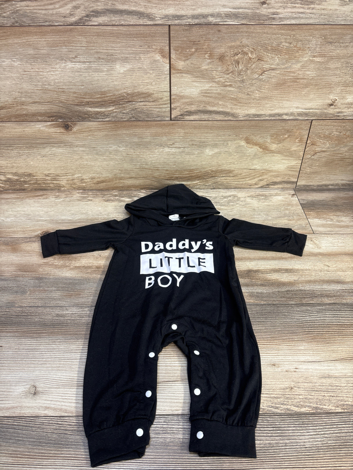 Shein Daddy's Little Boy Hooded Coverall Black sz 3-6m