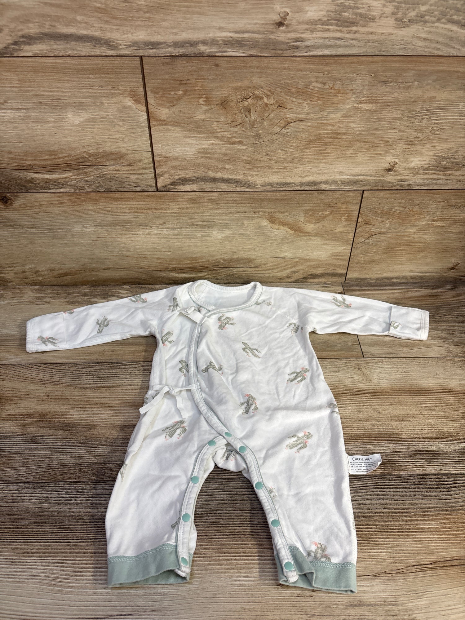Cherie Kids Cactus Print Footless Kimono Sleeper White sz 3-6m