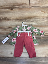 NEW Just One You 2pc Floral Ruffled Top & Leggings Set Green sz 3m