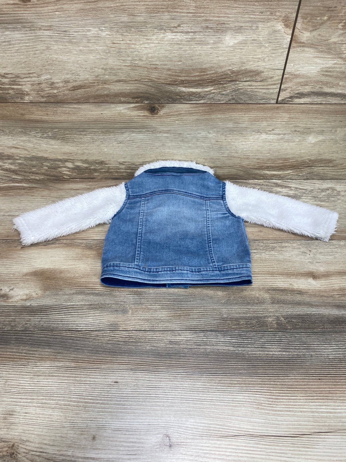 Cat & Jack Fleece Denim Jacket Blue/White sz 6-9m