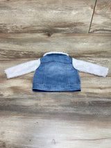 Cat & Jack Fleece Denim Jacket Blue/White sz 6-9m