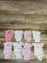 Gerber 8pk Crown & Heart Print Bodysuits White sz Preemie