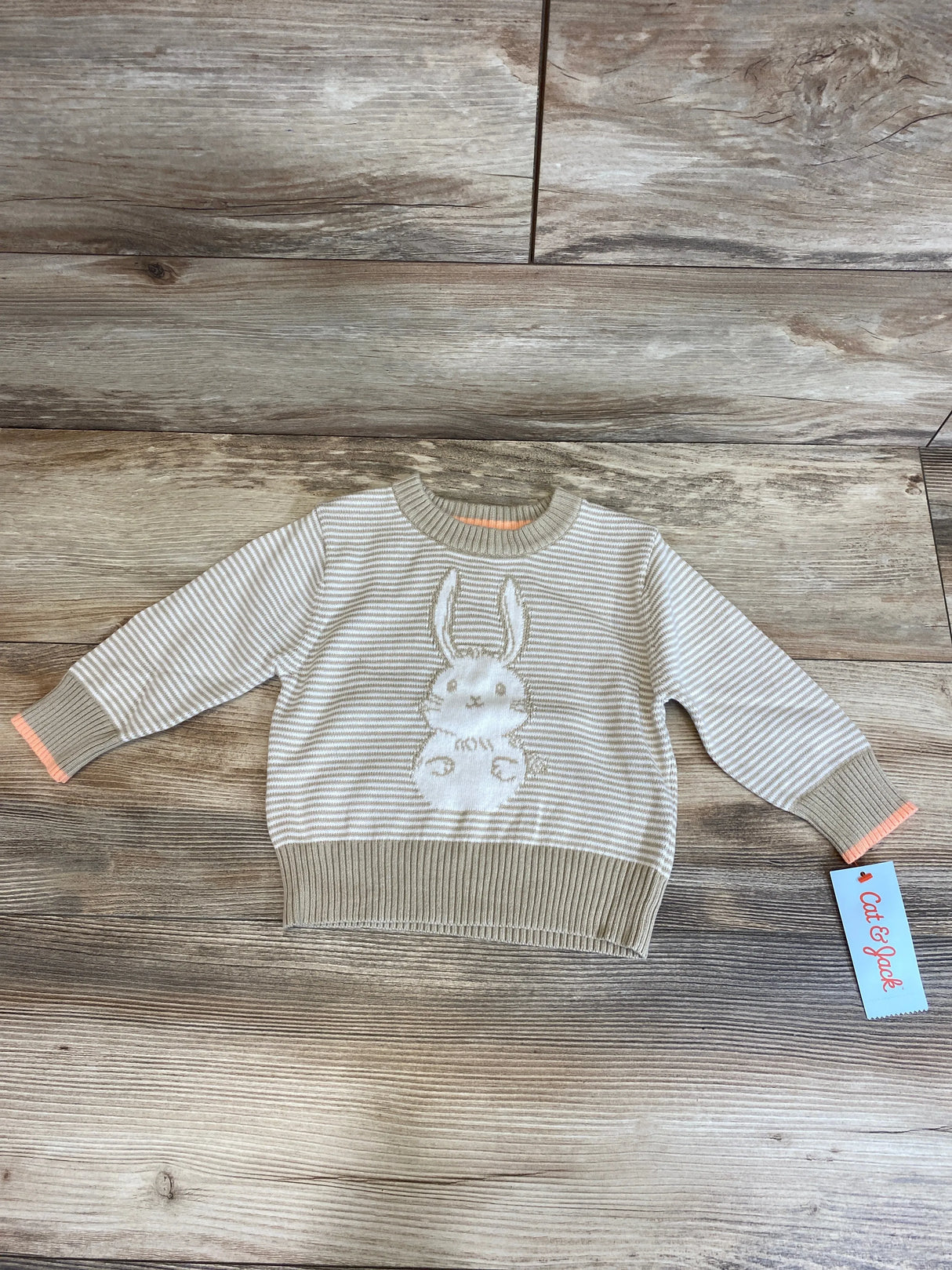 NEW Cat & Jack Striped Bunny Sweater Brown sz 12m