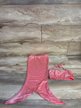 2pc Metallic Mermaid Tail Skirt & Bikini Top Pink sz 4/5T