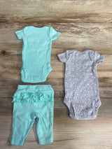 Simple Joys 3pk Elephant Bodysuit Set Teal sz Preemie