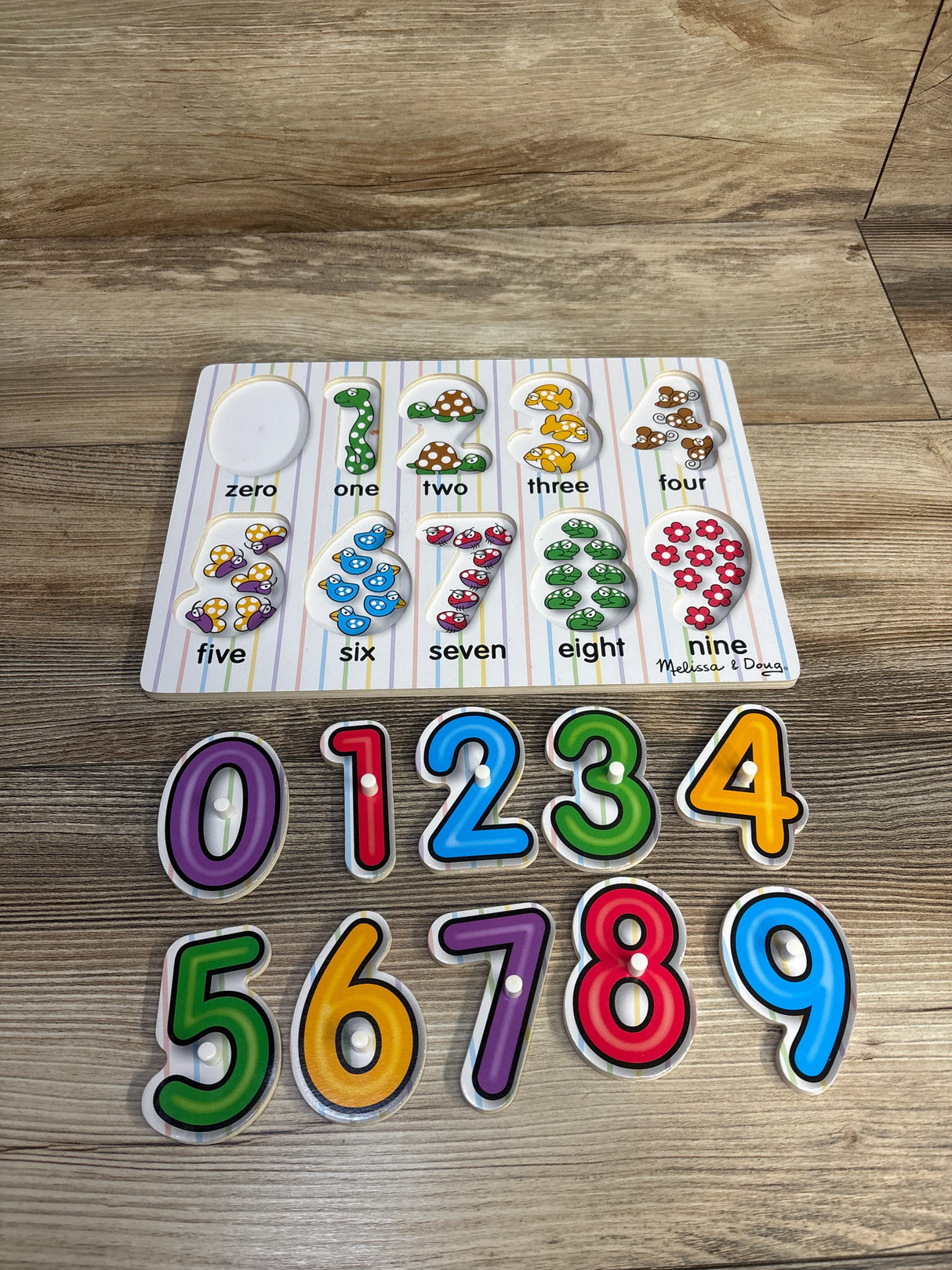 Melissa & Doug Lift & See Peg Puzzle - Numbers 10pc