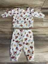 Just Lizzy 2pc Floral Ribbed Shirt & Pants Set White sz 0-3m