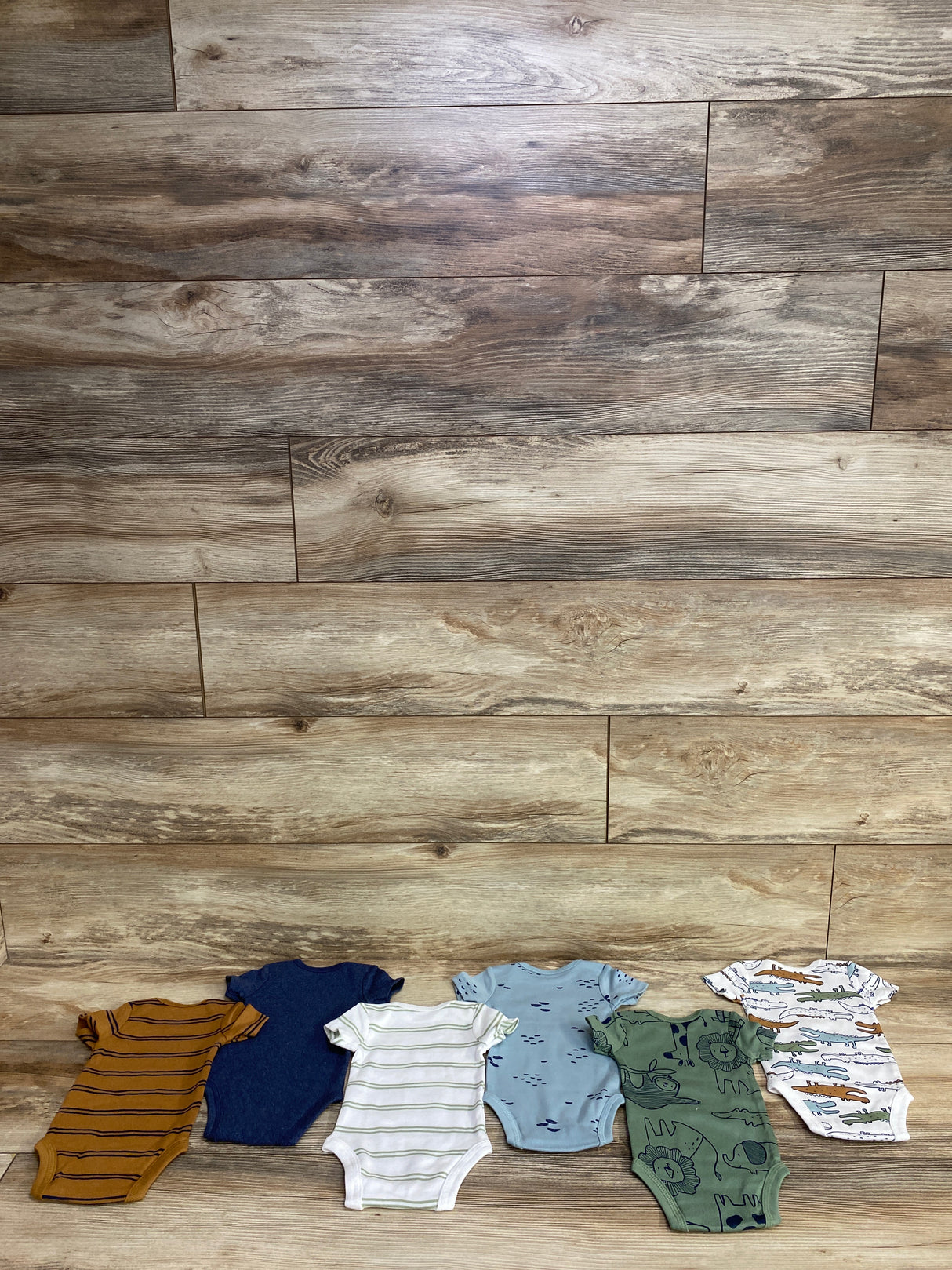 Simple Joys 6pk Crocodile Bodysuit Set White sz Newborn