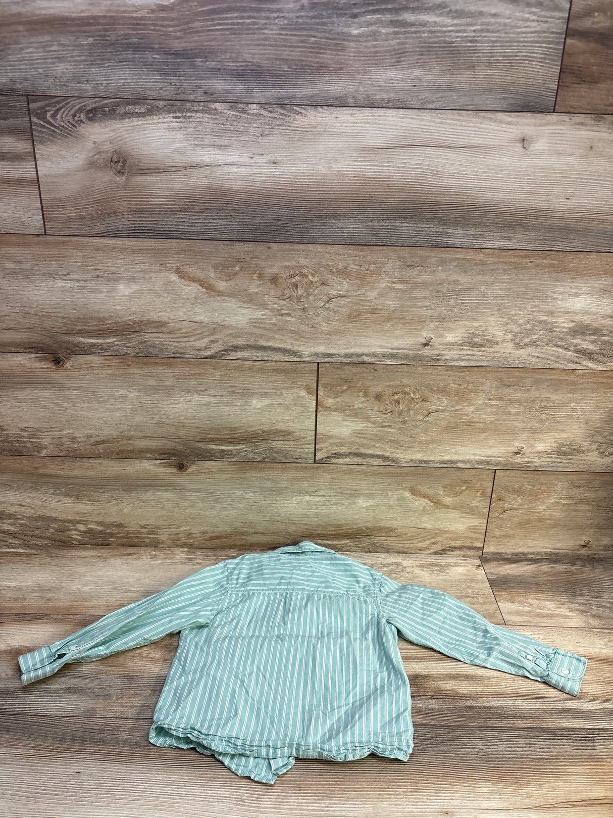 H&M Striped Long Sleeve Button Up Shirt Mint Green sz 5T