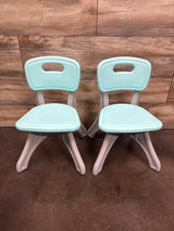 Gymax Kids Table & Two Chairs with Storage Bins, Blue