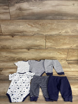 MAMIMAKA 6pc Bodysuit & Pant Set Navy sz 3m