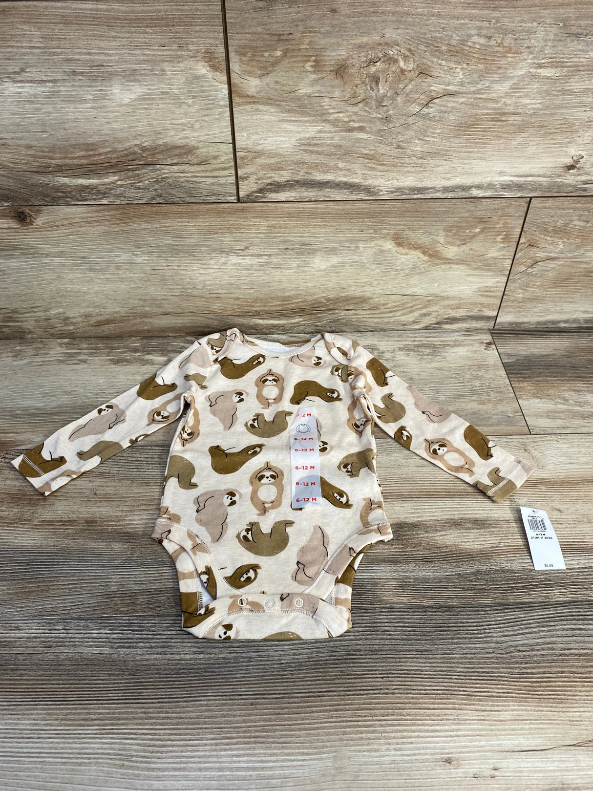 NEW Old Navy Sloth Print Bodysuit Oatmeal sz 6-12m