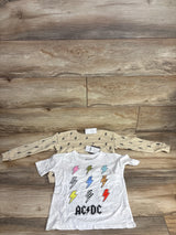 NEW ACDC 2pc Sweatshirt & Long Sleeve Shirt Set Beige sz 5T