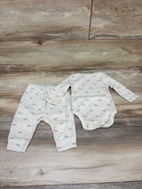 Cloud Island 2pc Ribbed Bodysuit & Pants Set Beige sz 3-6m