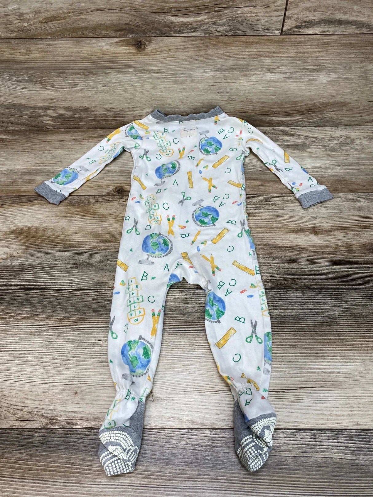 Burt's Bees Baby Organic Learn the Globe Sleeper White sz 6-9m