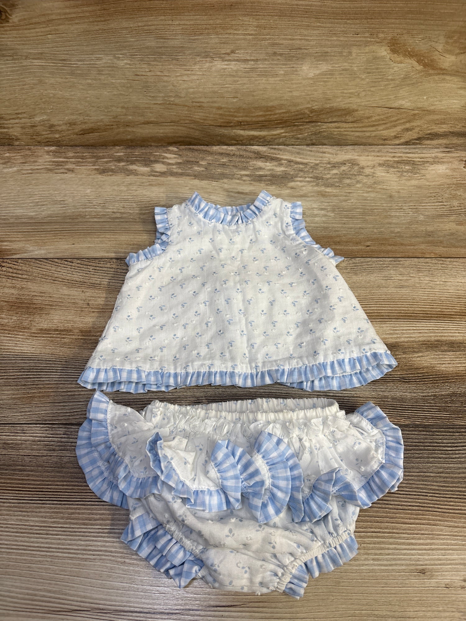 Edgehill Collection 2pc Swiss Dot Sleeveless Top & Skirted Bloomers White sz Newborn